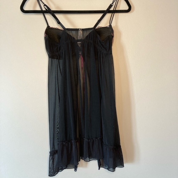Inner Secrets M Black Nightie Nightgown Slip Dress Sexy Sheer Embroidery. - Picture 4 of 6